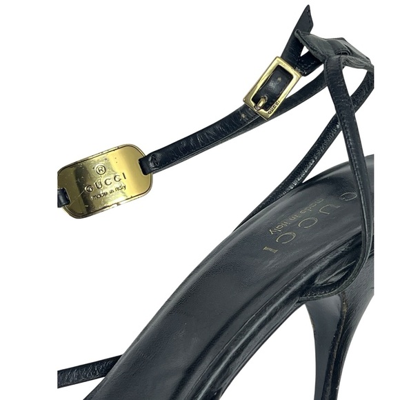 Gucci Black Leather Strappy Heels - Timeless Elegance with Iconic Details - Picture 6 of 9